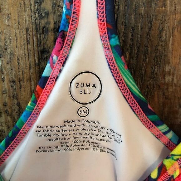 Zuma Blu Sz S Orange Floral Back Racerback Strappy Workout Exercise Yoga Top - Picture 6 of 10